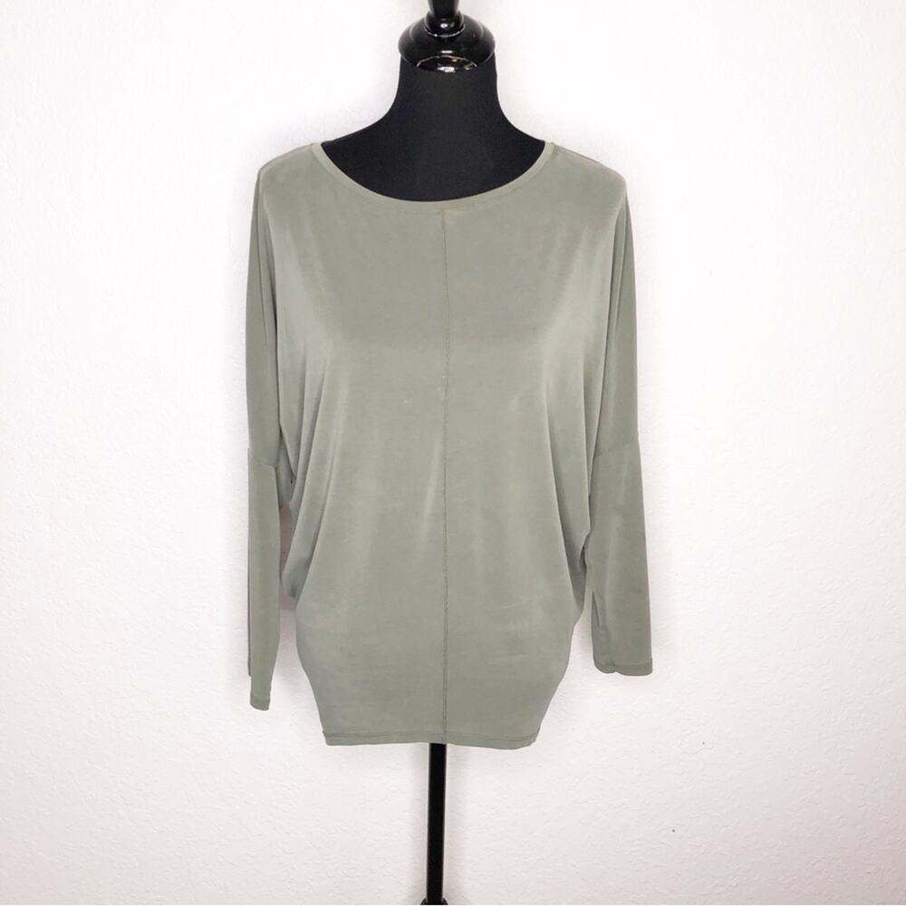 WHBM olive green dolman sleeve slouchy knit‎ tunic top size XXS